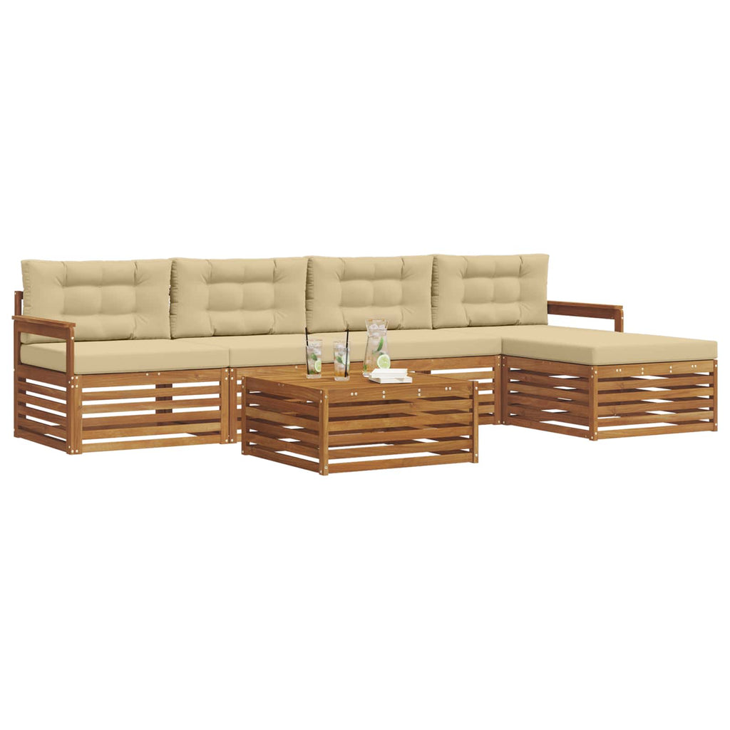 Outdoor-Sofagarnitur mit Kissen 6 pcs Natur und Beige