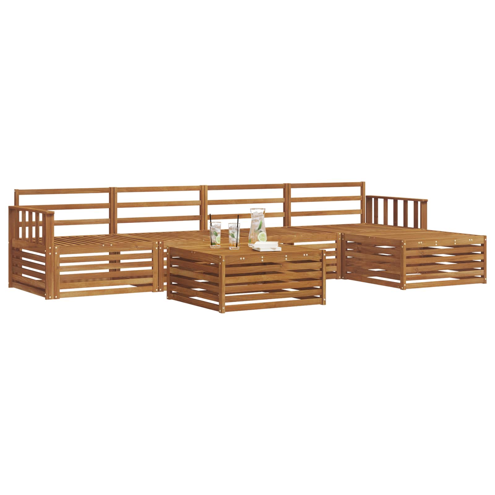 Outdoor-Sofagarnitur 6 pcs Natur Massivholz Akazie