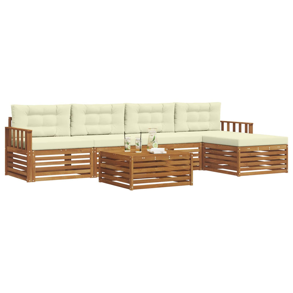 Outdoor-Sofagarnitur mit Kissen 6 pcs Natur und Creme