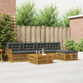 Outdoor-Sofagarnitur mit Kissen 6 pcs Natur und Anthrazit