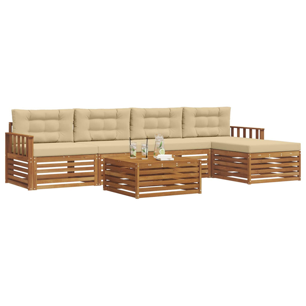 Outdoor-Sofagarnitur mit Kissen 6 pcs Natur und Beige