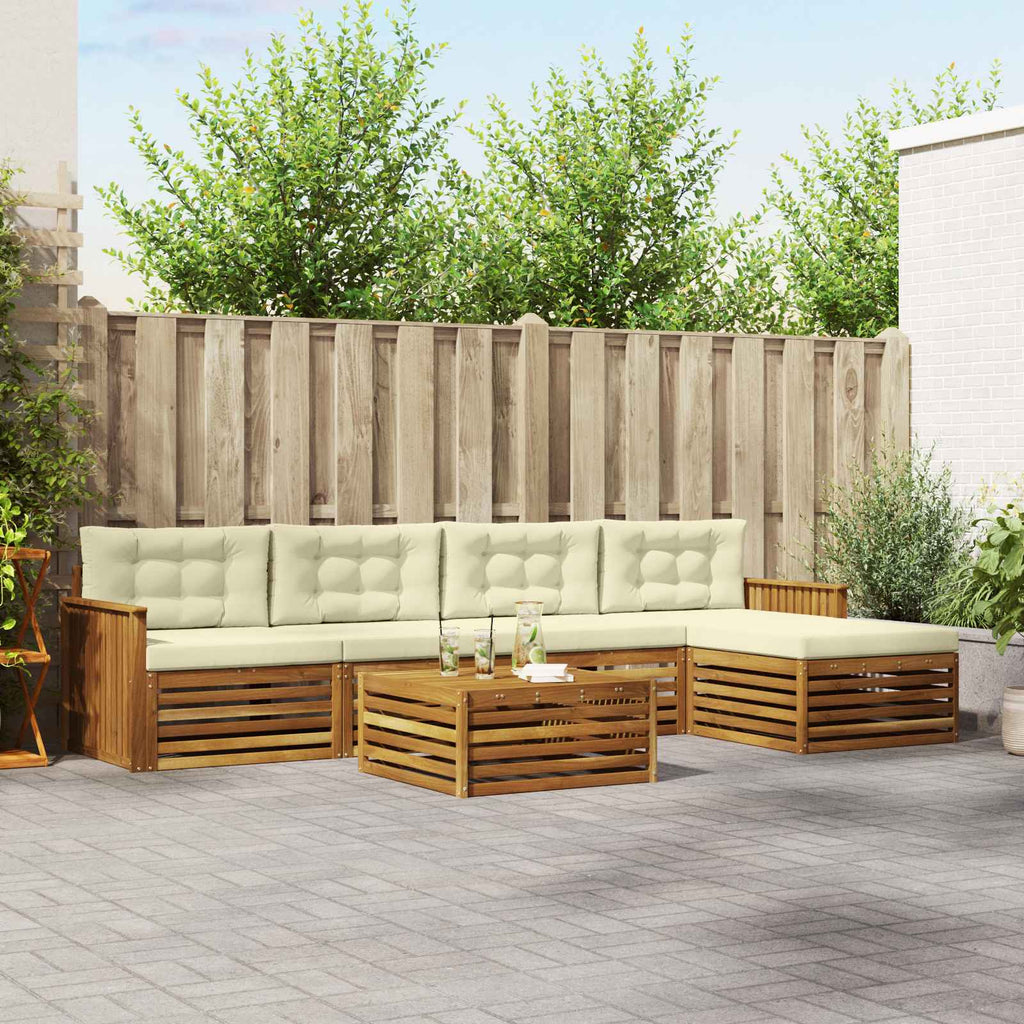 Outdoor-Sofagarnitur mit Kissen 6 pcs Natur und Creme