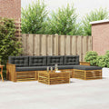 Outdoor-Sofagarnitur mit Kissen 6 pcs Natur und Anthrazit