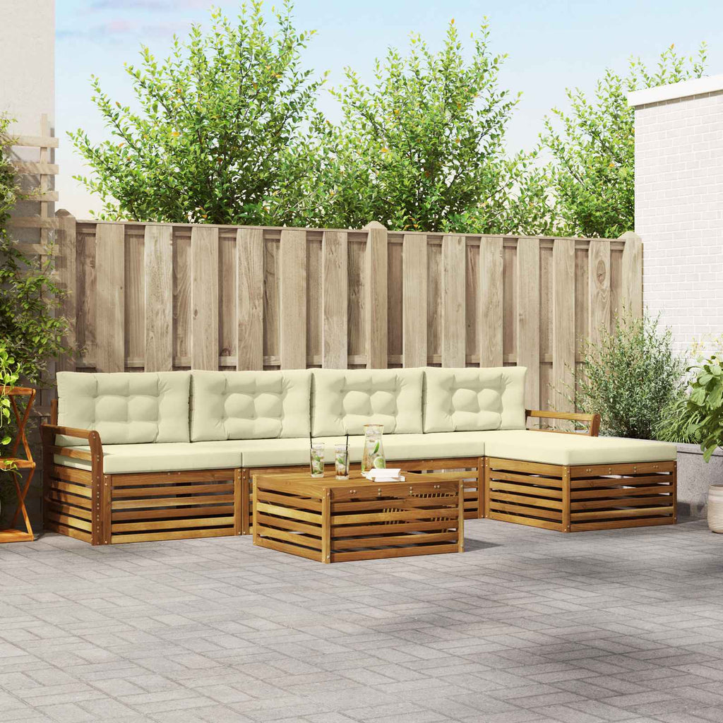 Outdoor-Sofagarnitur mit Kissen 6 pcs Natur und Creme
