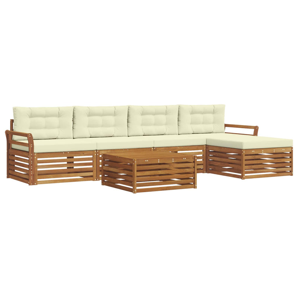 Outdoor-Sofagarnitur mit Kissen 6 pcs Natur und Creme