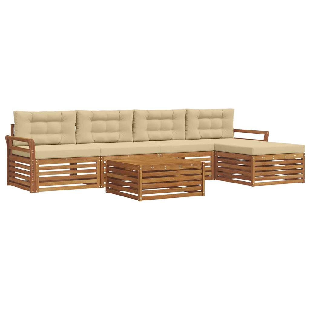 Outdoor-Sofagarnitur mit Kissen 6 pcs Natur und Beige