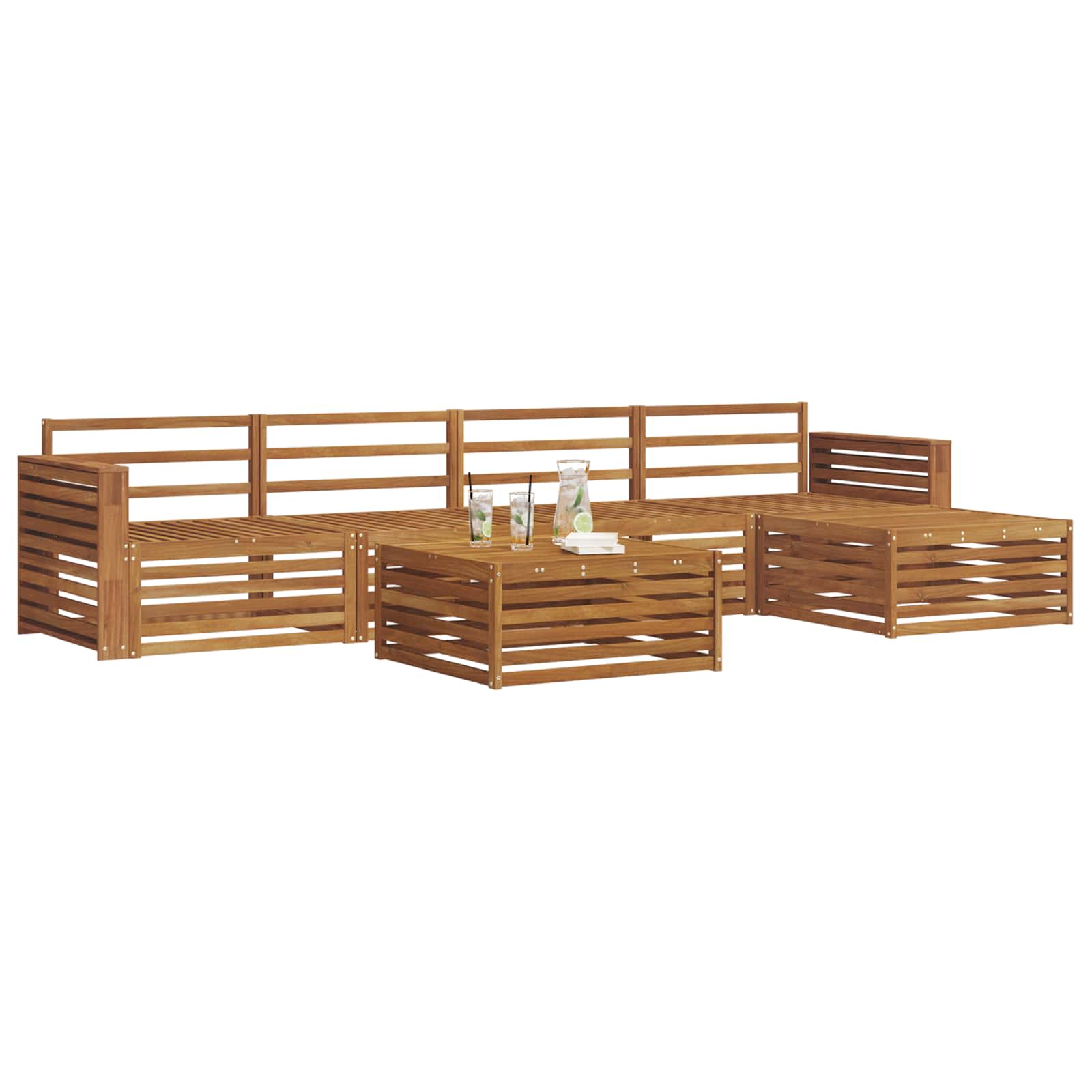 Outdoor-Sofagarnitur 6 pcs Natur Massivholz Akazie