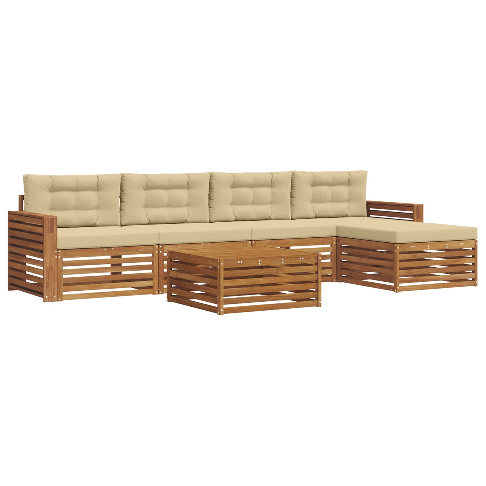 Outdoor-Sofagarnitur mit Kissen 6 pcs Natur und Beige