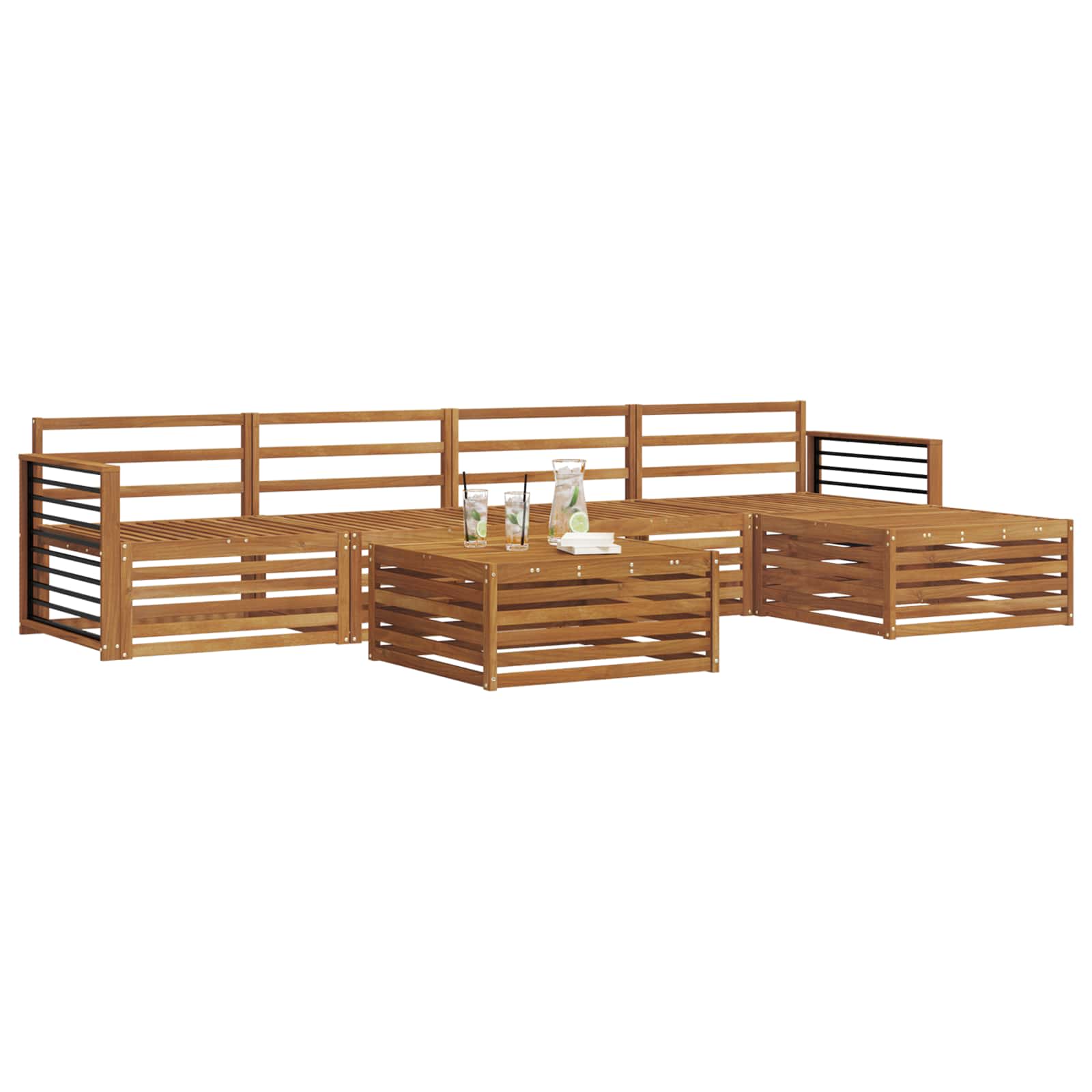 Outdoor-Sofagarnitur 6 pcs Natur Massivholz Akazie