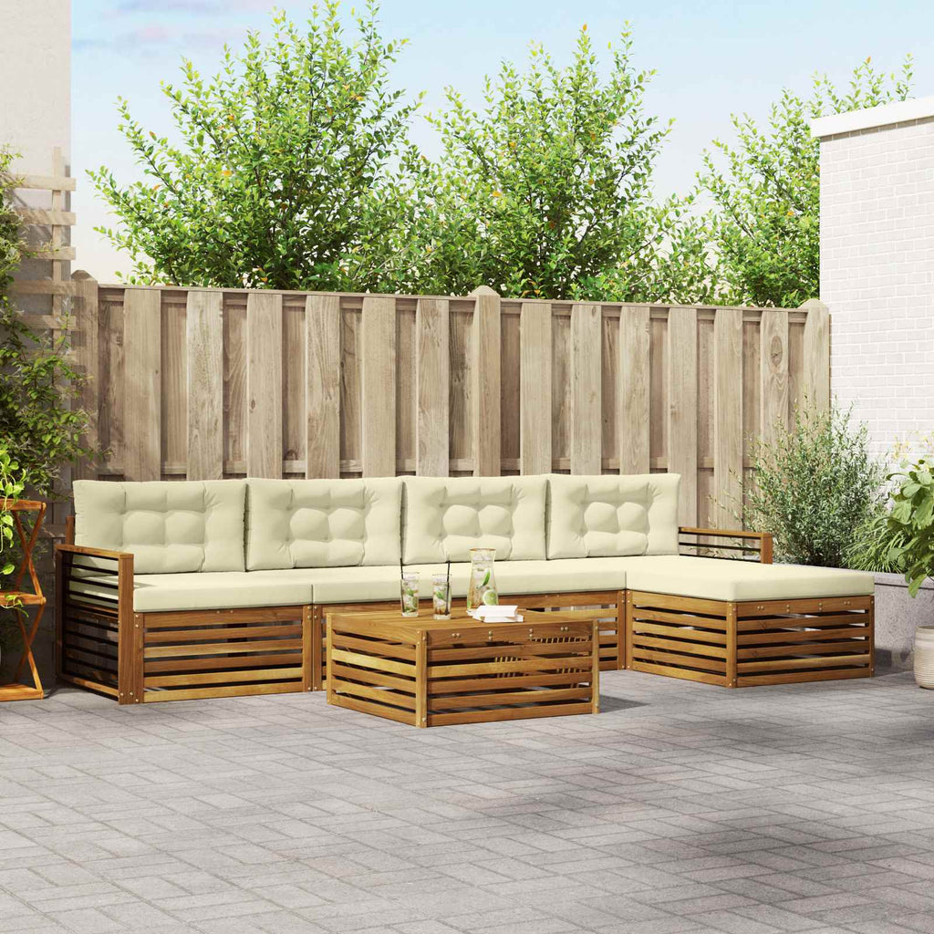 Outdoor-Sofagarnitur mit Kissen 6 pcs Natur und Creme