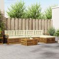 Outdoor-Sofagarnitur mit Kissen 6 pcs Natur und Creme