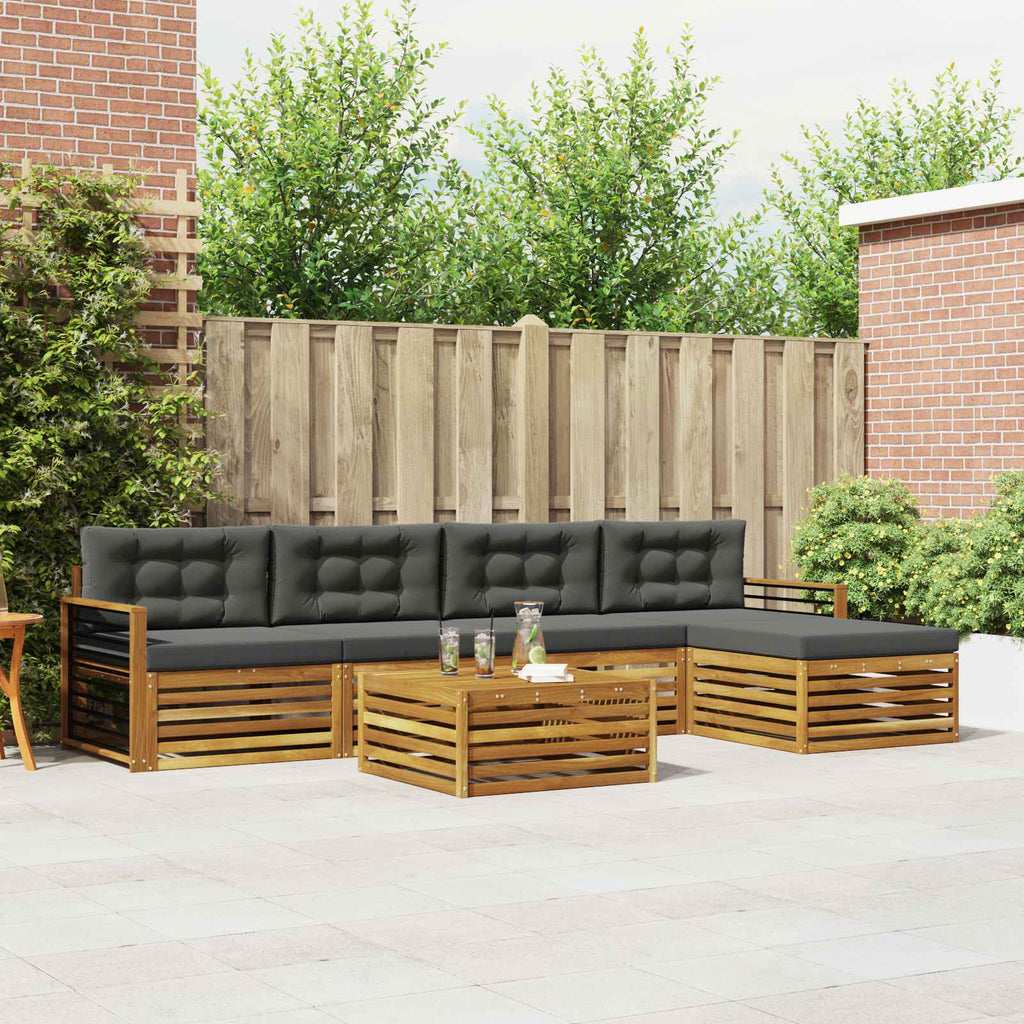 Outdoor-Sofagarnitur mit Kissen 6 pcs Natur und Anthrazit