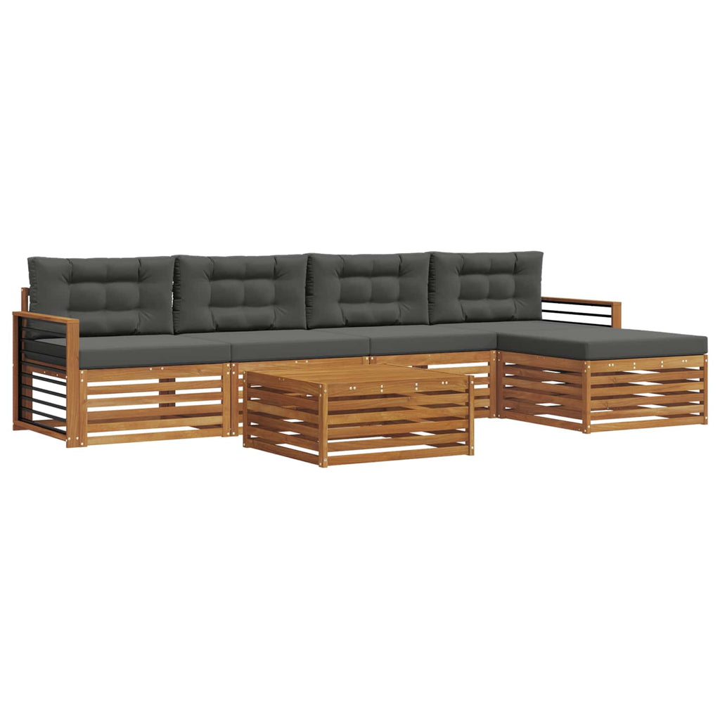 Outdoor-Sofagarnitur mit Kissen 6 pcs Natur und Anthrazit