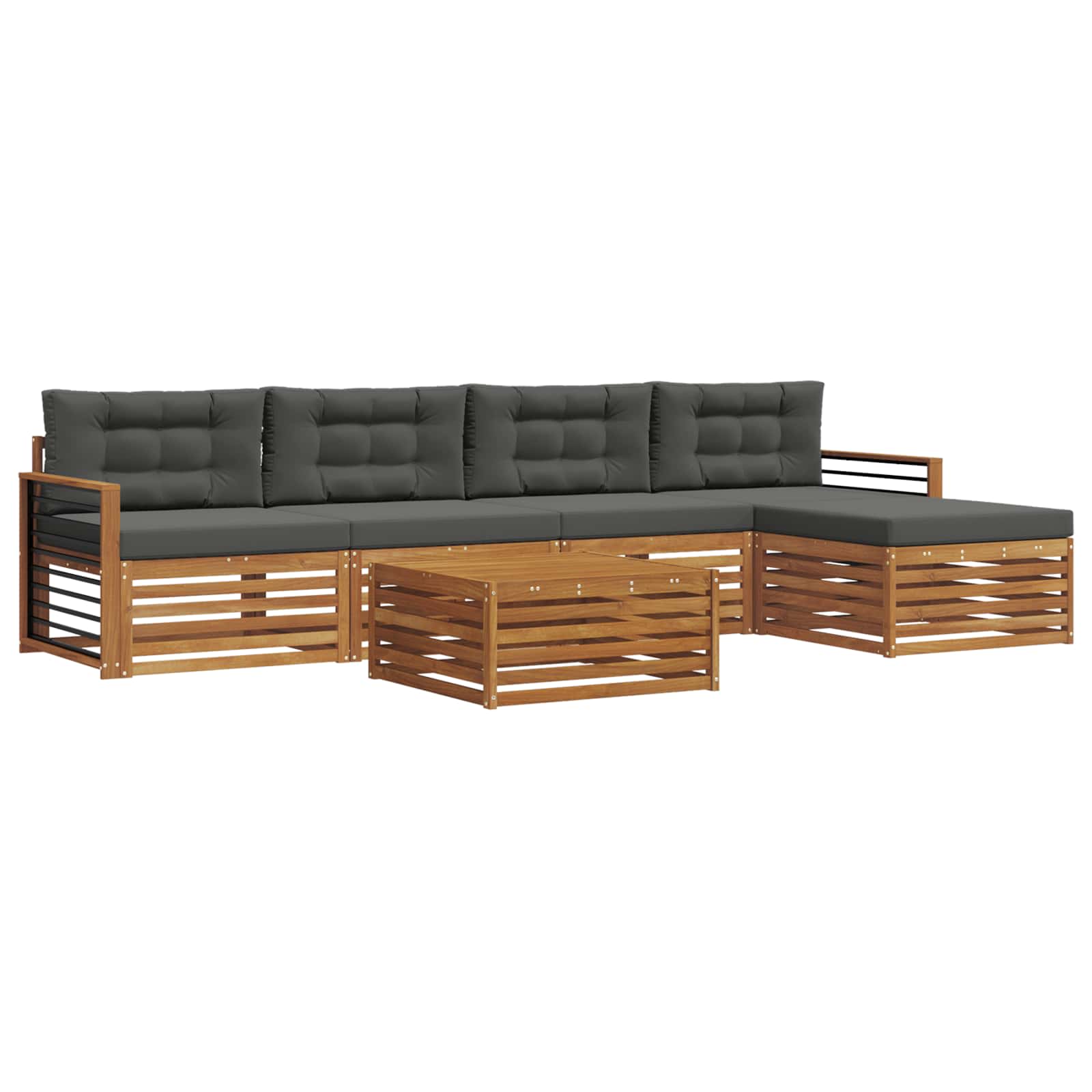 Outdoor-Sofagarnitur mit Kissen 6 pcs Natur und Anthrazit