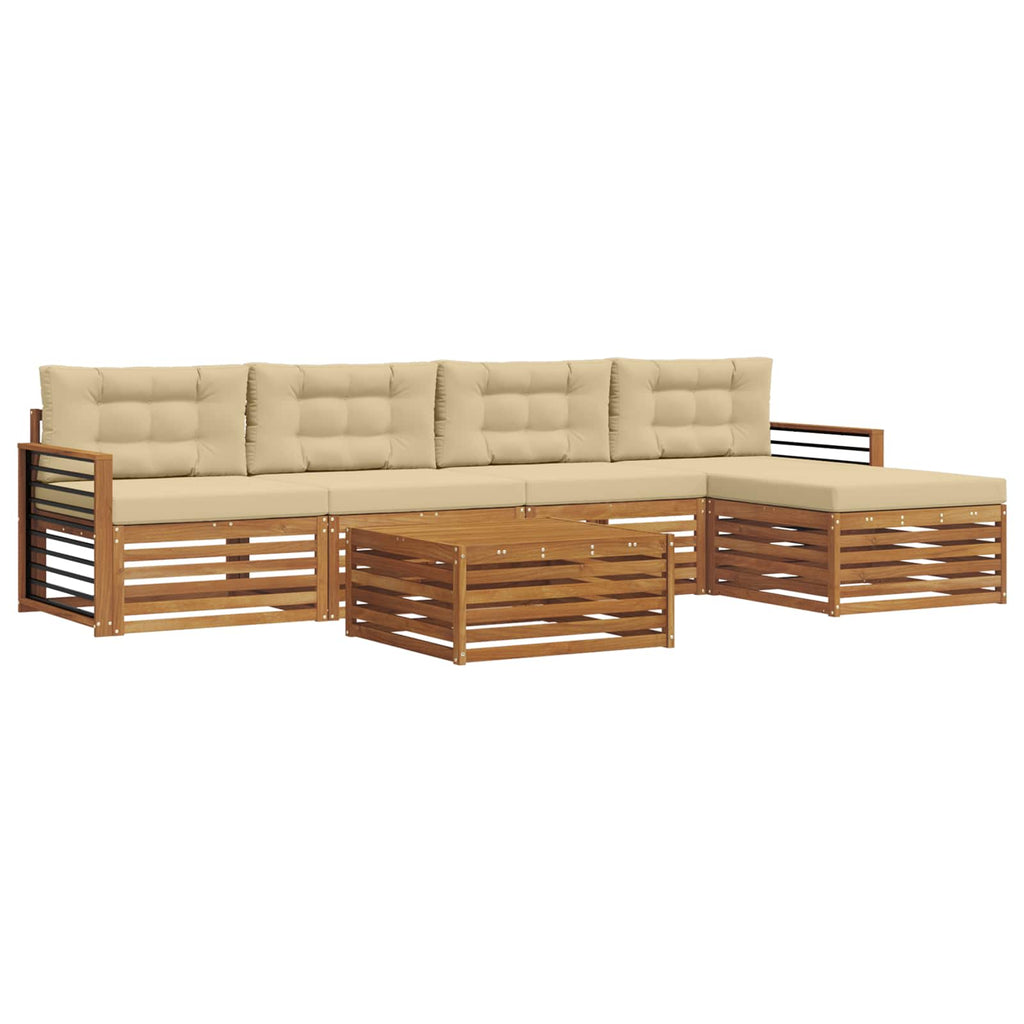 Outdoor-Sofagarnitur mit Kissen 6 pcs Natur und Beige