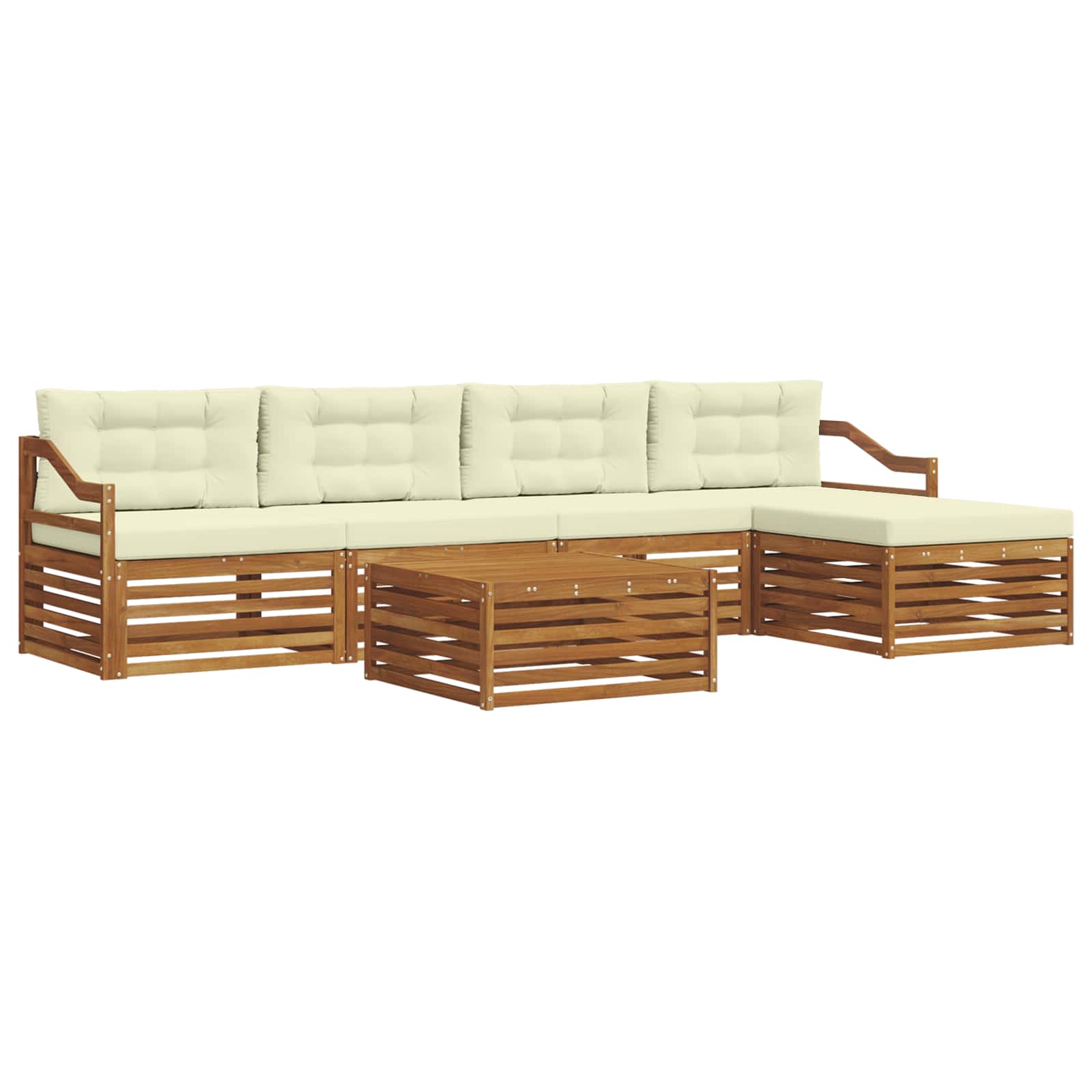 Outdoor-Sofagarnitur mit Kissen 6 pcs Natur und Creme
