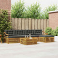 Outdoor-Sofagarnitur mit Kissen 6 pcs Natur und Anthrazit
