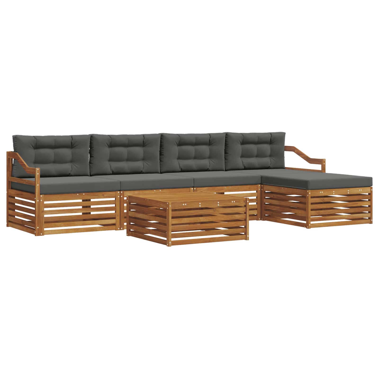 Outdoor-Sofagarnitur mit Kissen 6 pcs Natur und Anthrazit