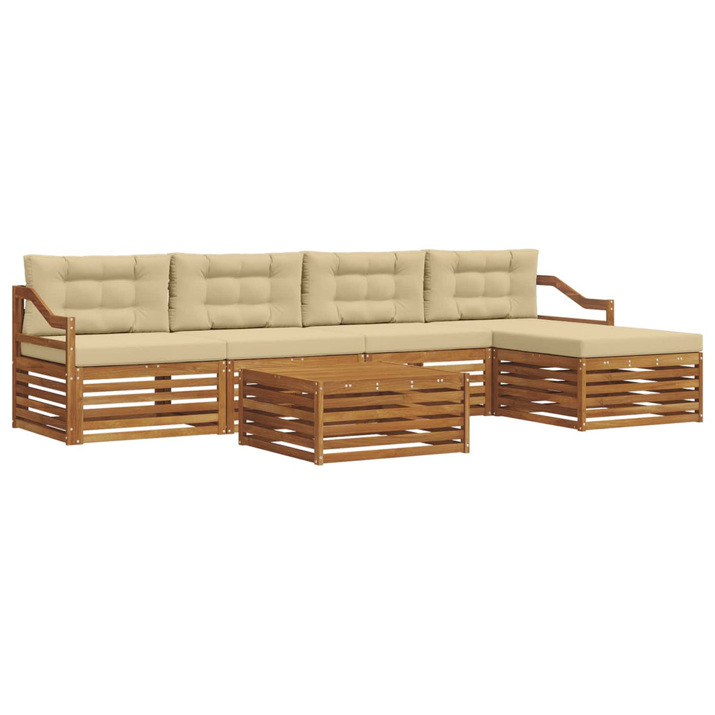 Outdoor-Sofagarnitur mit Kissen 6 pcs Natur und Beige