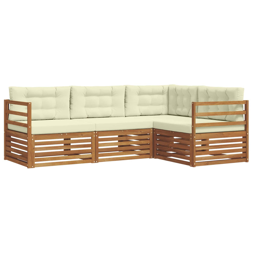 Outdoor-Sofagarnitur mit Kissen 4 pcs Natur und Creme