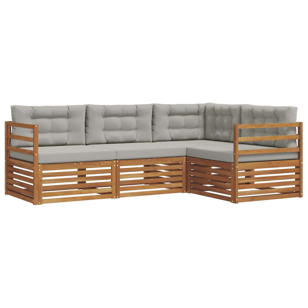 Outdoor-Sofagarnitur mit Kissen 4 pcs Natürlich und Hellgrau