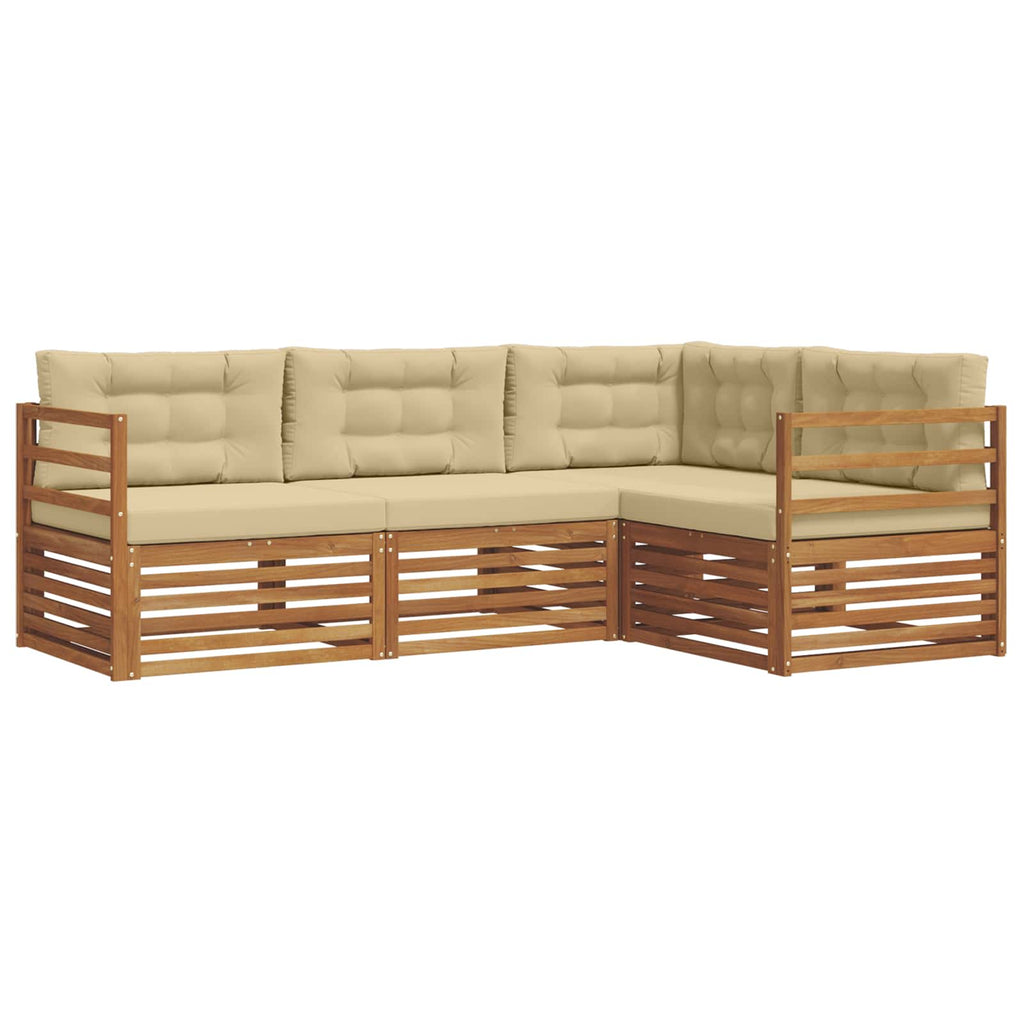 Outdoor-Sofagarnitur mit Kissen 4 pcs Natur und Beige