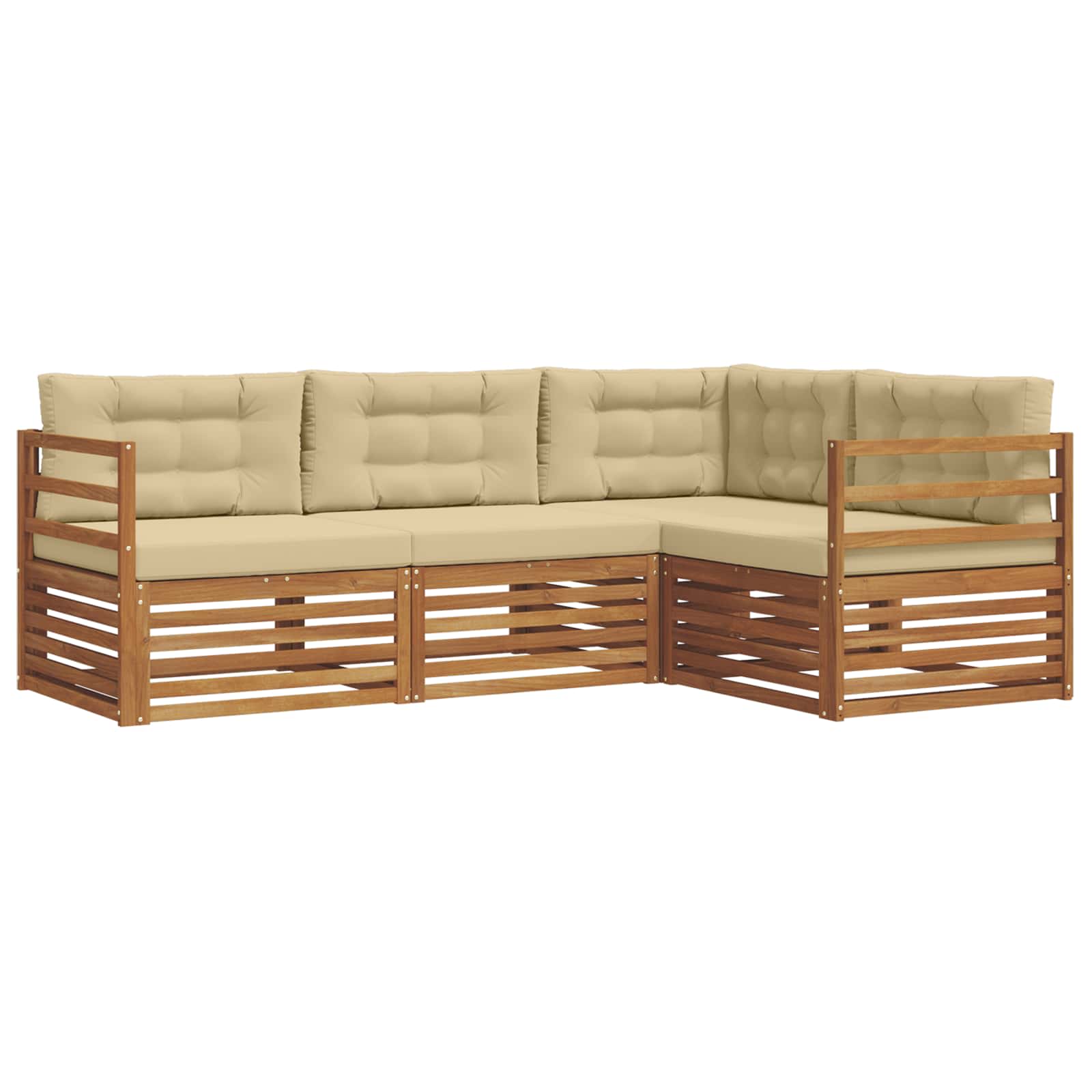 Outdoor-Sofagarnitur mit Kissen 4 pcs Natur und Beige