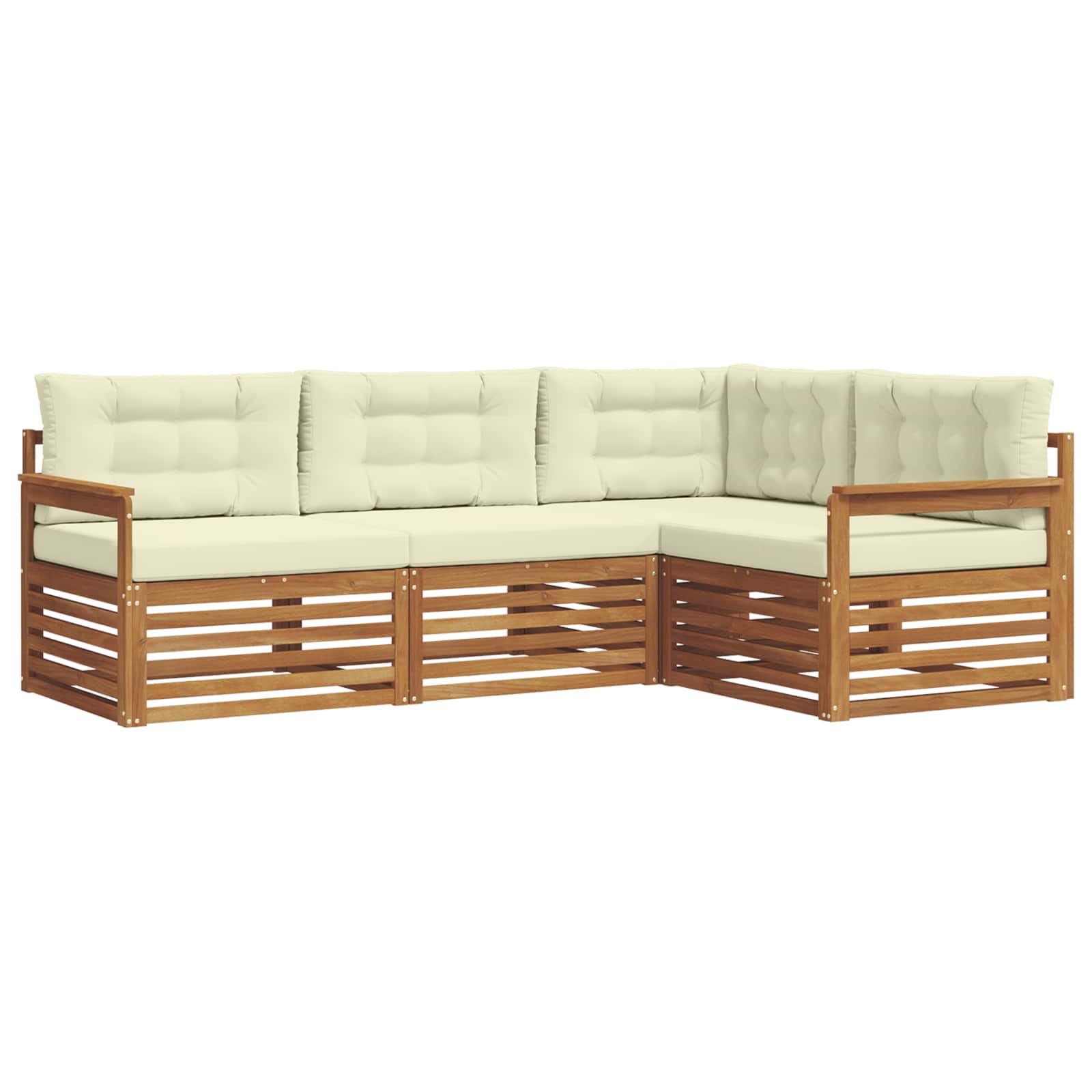 Outdoor-Sofagarnitur mit Kissen 4 pcs Natur und Creme