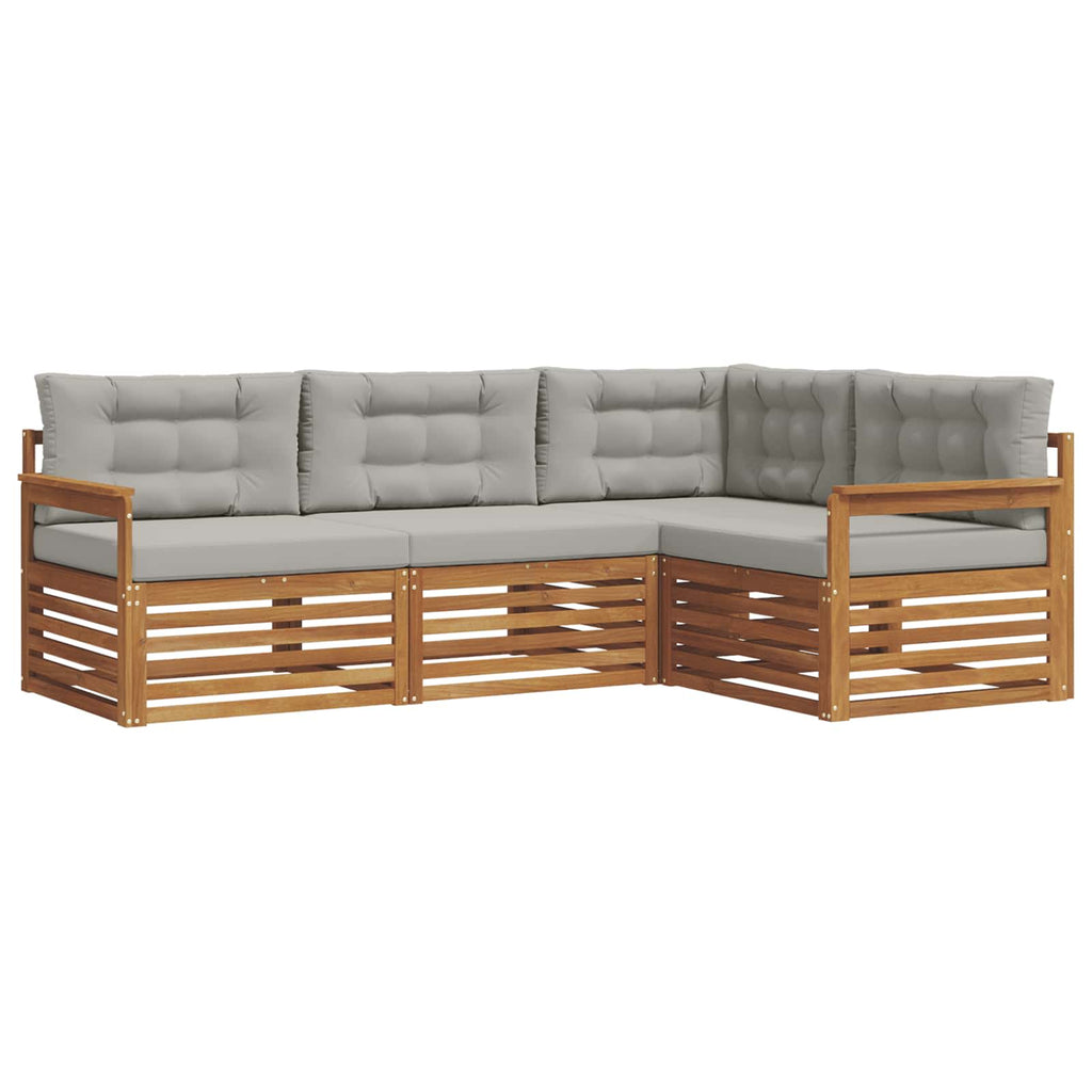 Outdoor-Sofagarnitur mit Kissen 4 pcs Natürlich und Hellgrau