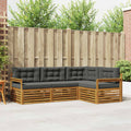 Outdoor-Sofagarnitur mit Kissen 4 pcs Natur und Anthrazit