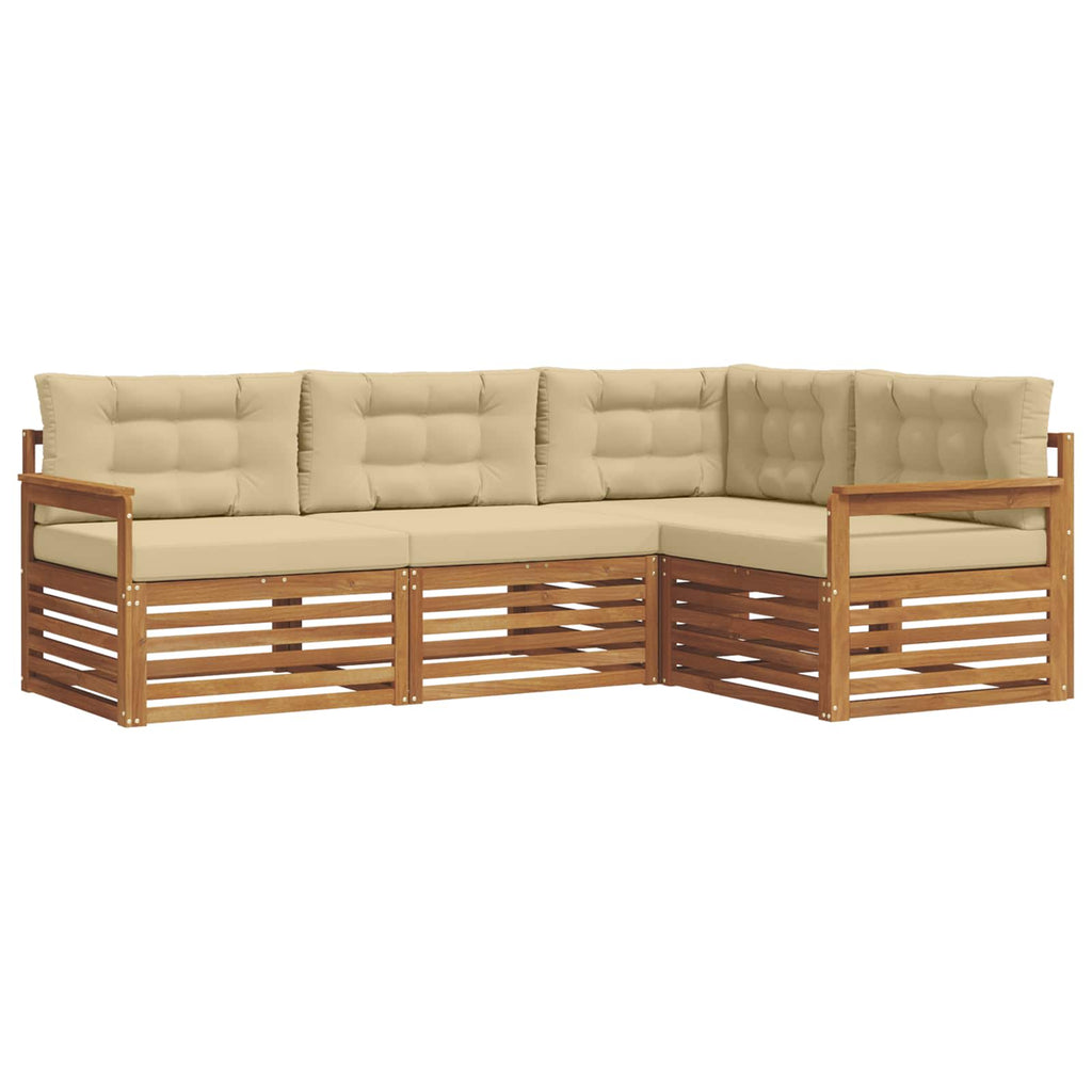 Outdoor-Sofagarnitur mit Kissen 4 pcs Natur und Beige