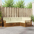 Outdoor-Sofagarnitur mit Kissen 4 pcs Natur und Creme