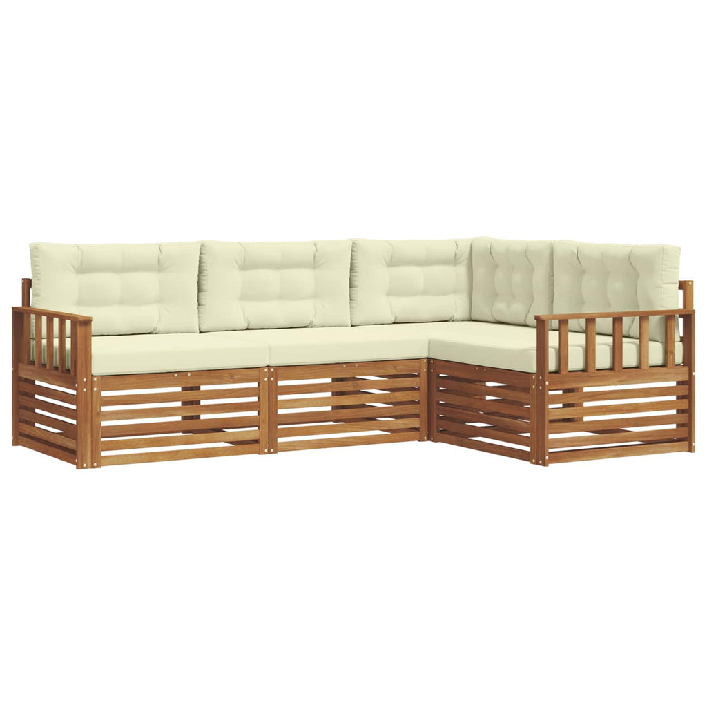 Outdoor-Sofagarnitur mit Kissen 4 pcs Natur und Creme