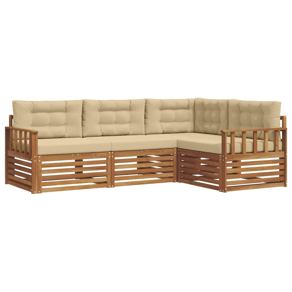 Outdoor-Sofagarnitur mit Kissen 4 pcs Natur und Beige