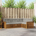 Outdoor-Sofagarnitur mit Kissen 4 pcs Natürlich und Hellgrau