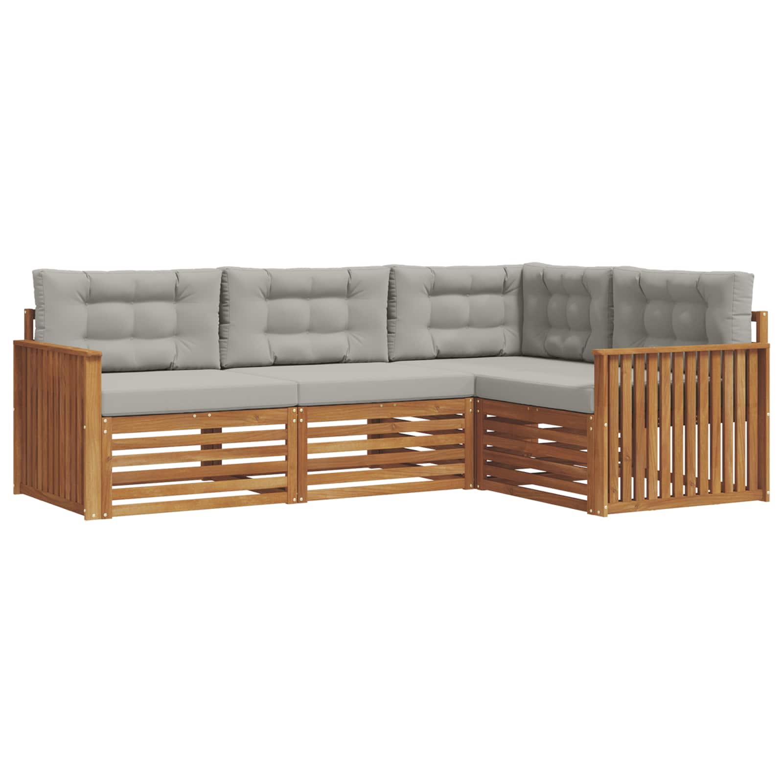 Outdoor-Sofagarnitur mit Kissen 4 pcs Natürlich und Hellgrau