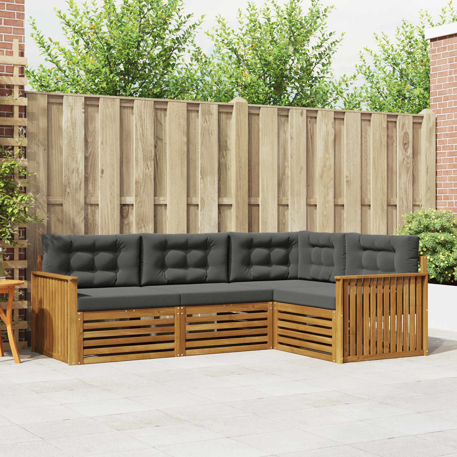Outdoor-Sofagarnitur mit Kissen 4 pcs Natur und Anthrazit