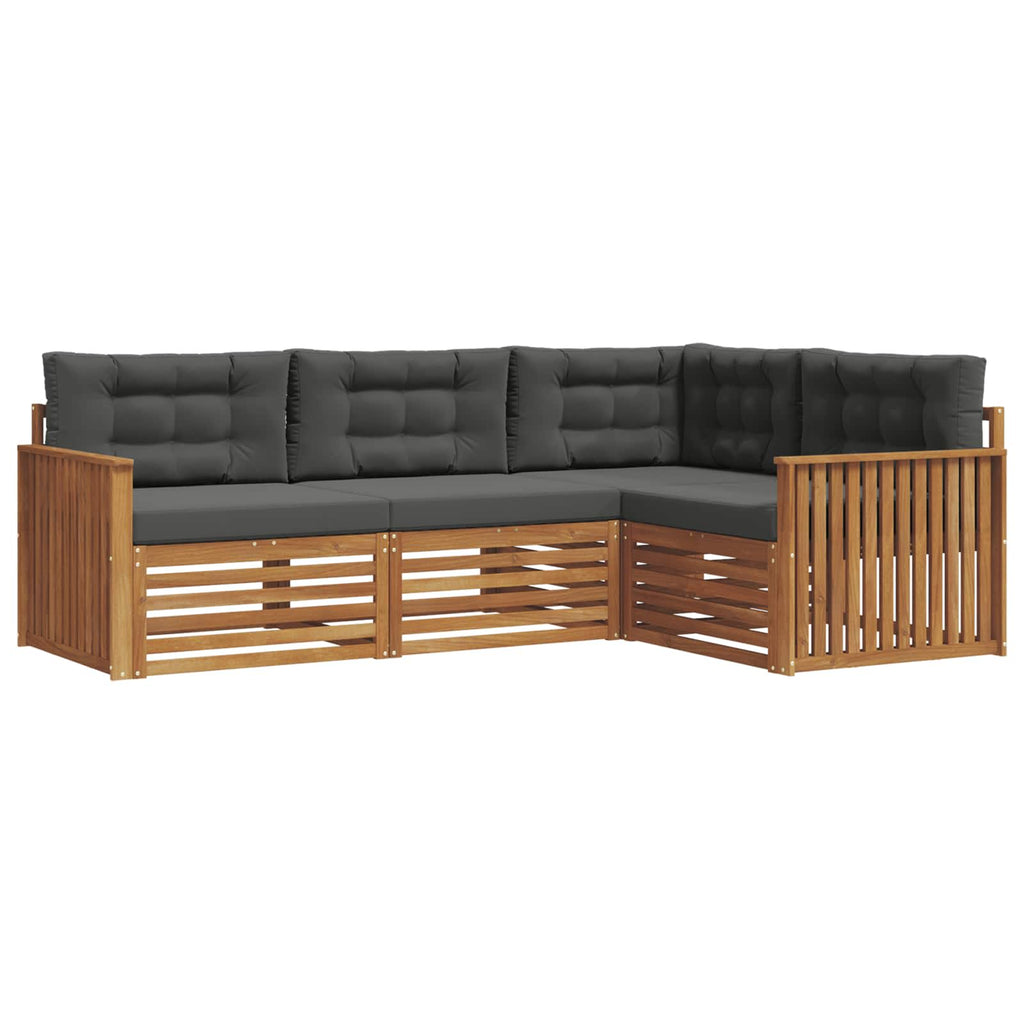 Outdoor-Sofagarnitur mit Kissen 4 pcs Natur und Anthrazit