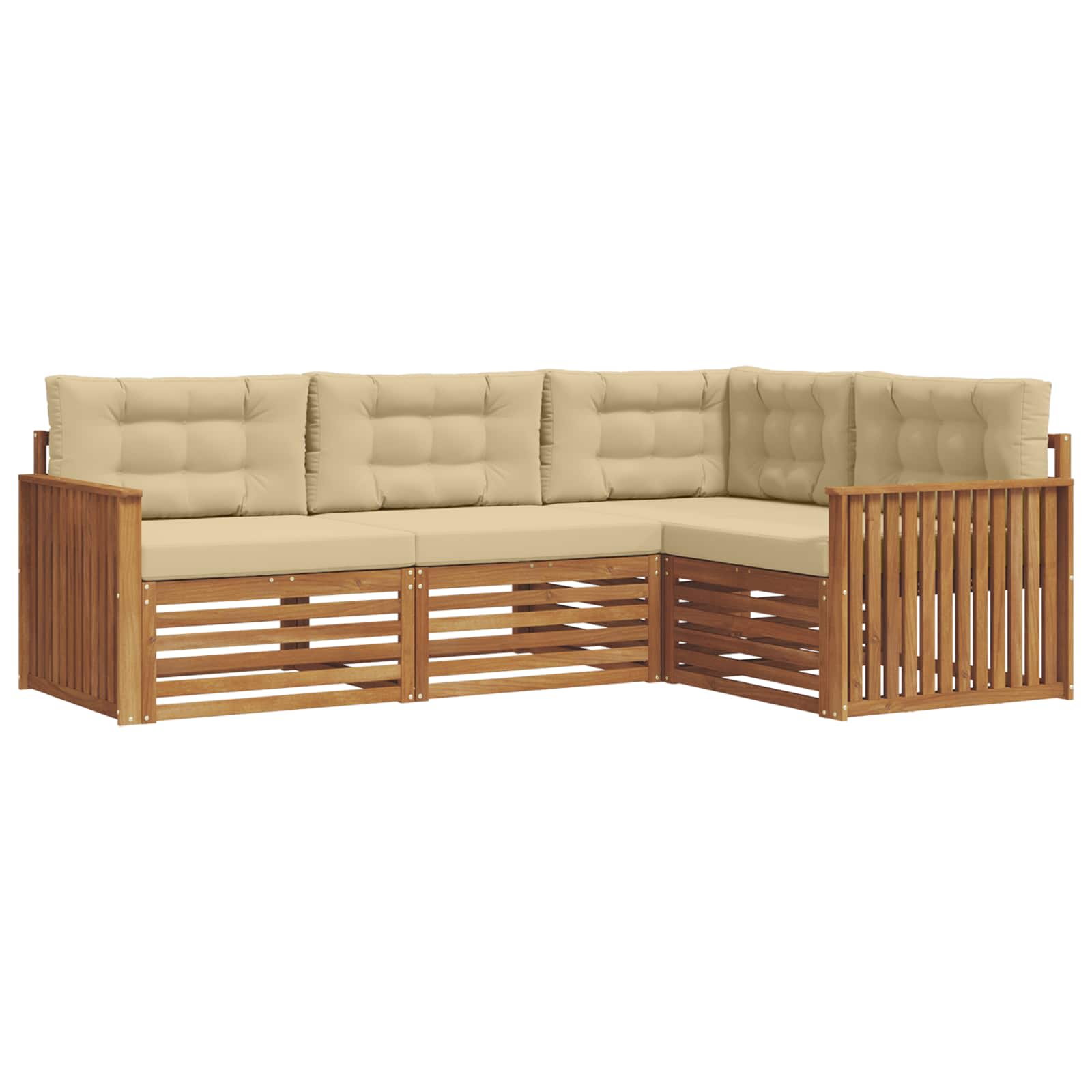 Outdoor-Sofagarnitur mit Kissen 4 pcs Natur und Beige