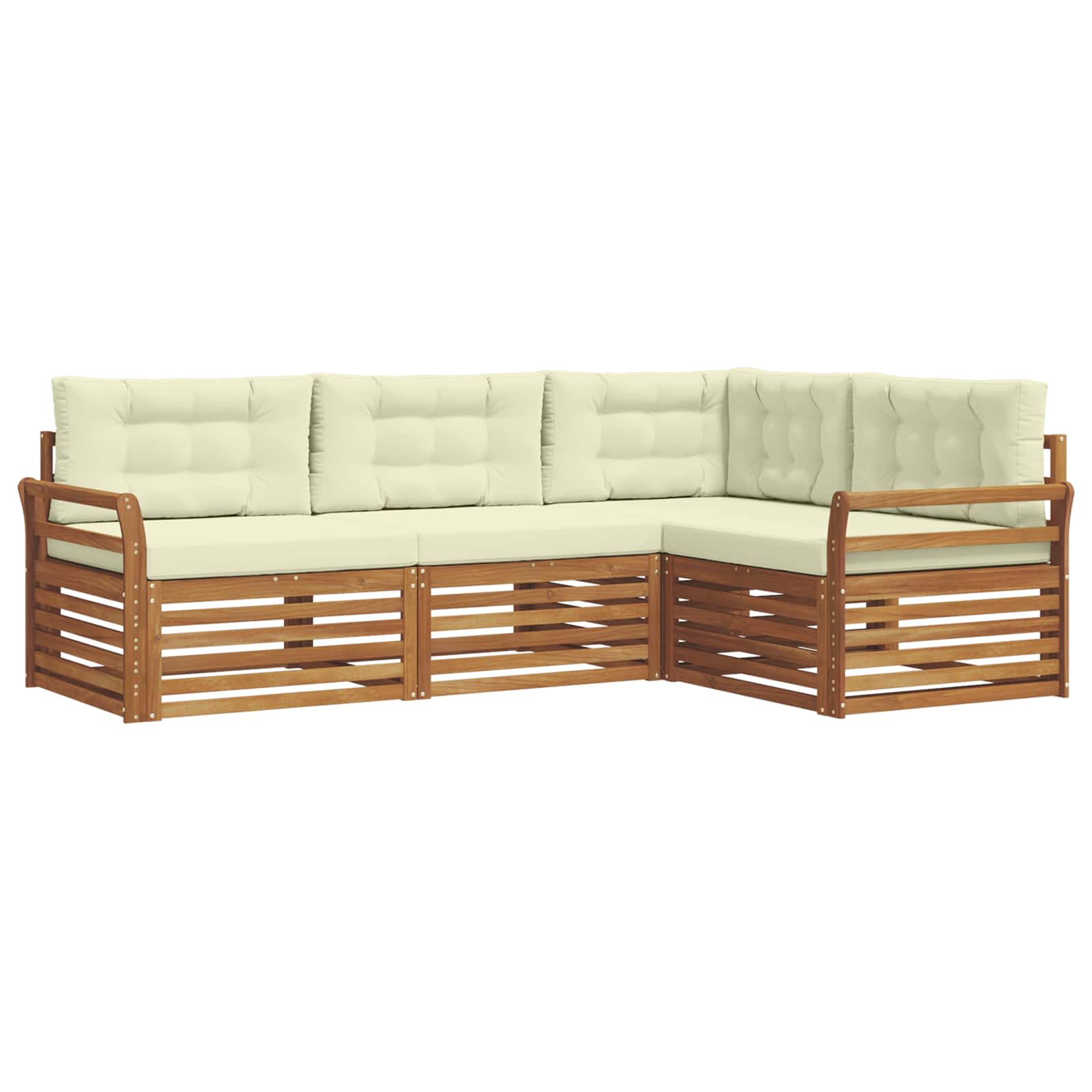 Outdoor-Sofagarnitur mit Kissen 4 pcs Natur und Creme