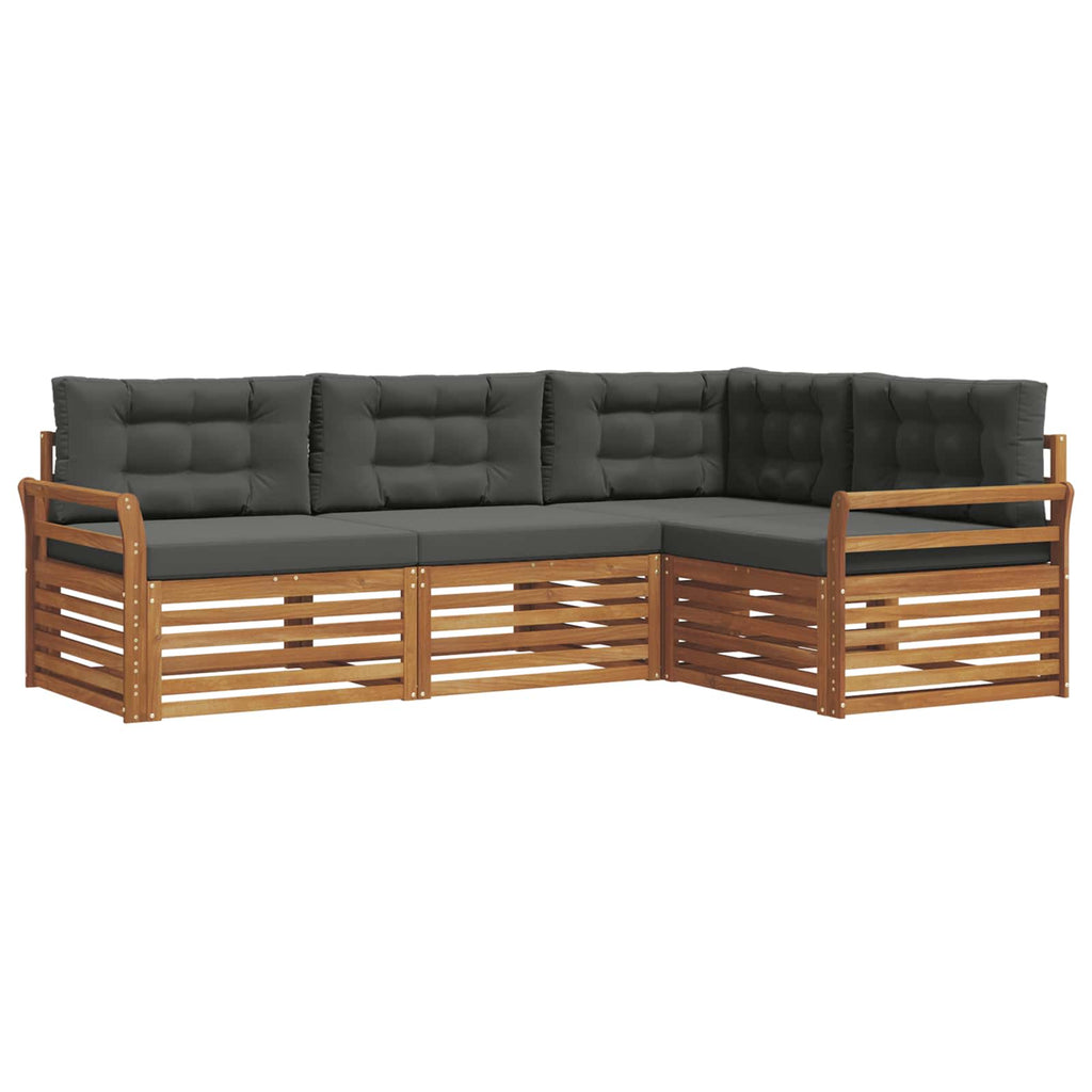 Outdoor-Sofagarnitur mit Kissen 4 pcs Natur und Anthrazit