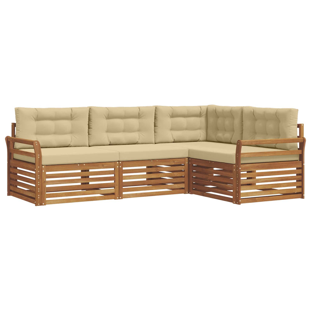 Outdoor-Sofagarnitur mit Kissen 4 pcs Natur und Beige