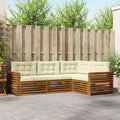 Outdoor-Sofagarnitur mit Kissen 4 pcs Natur und Creme