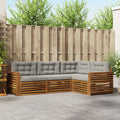 Outdoor-Sofagarnitur mit Kissen 4 pcs Natürlich und Hellgrau