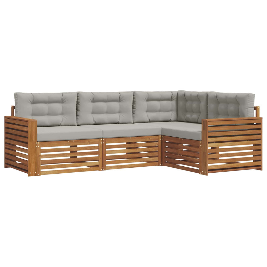 Outdoor-Sofagarnitur mit Kissen 4 pcs Natürlich und Hellgrau