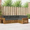 Outdoor-Sofagarnitur mit Kissen 4 pcs Natur und Anthrazit