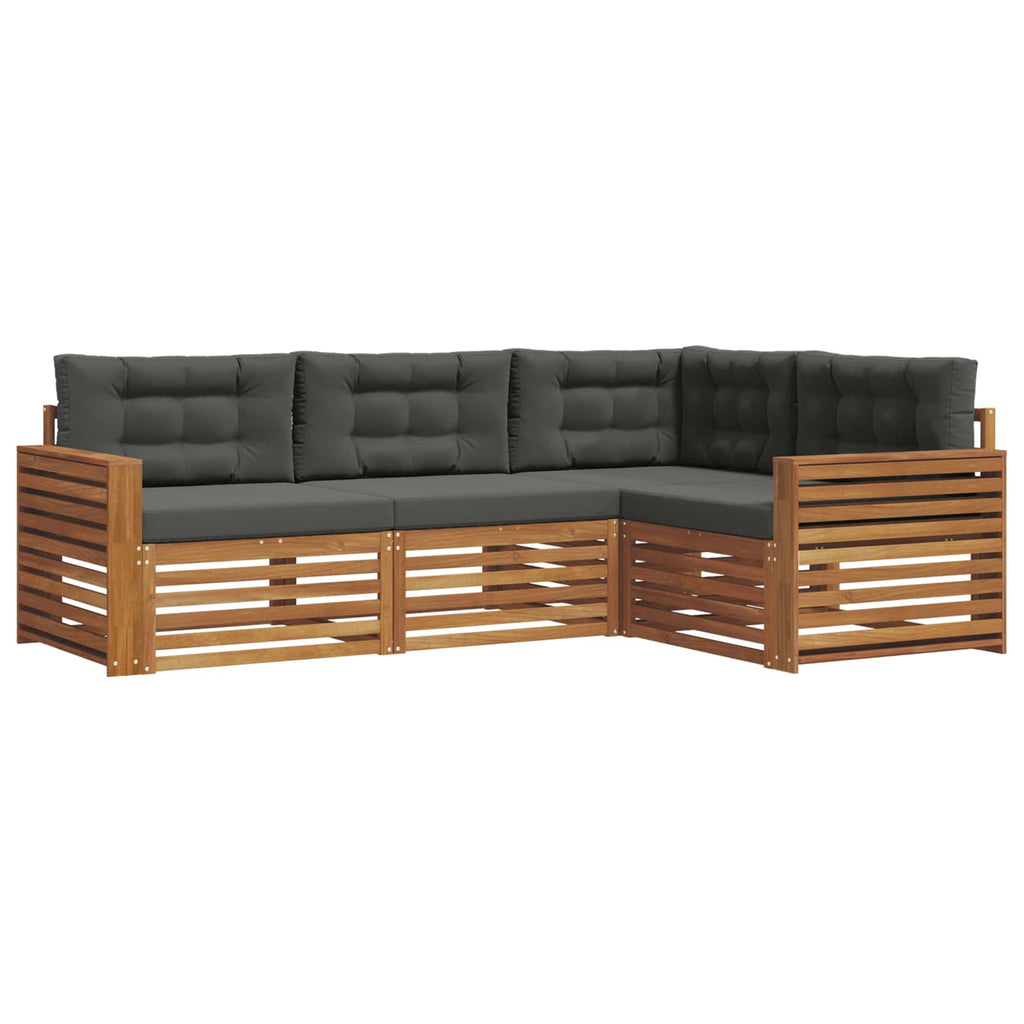 Outdoor-Sofagarnitur mit Kissen 4 pcs Natur und Anthrazit