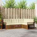 Outdoor-Sofagarnitur mit Kissen 4 pcs Natur und Creme