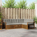 Outdoor-Sofagarnitur mit Kissen 4 pcs Natürlich und Hellgrau