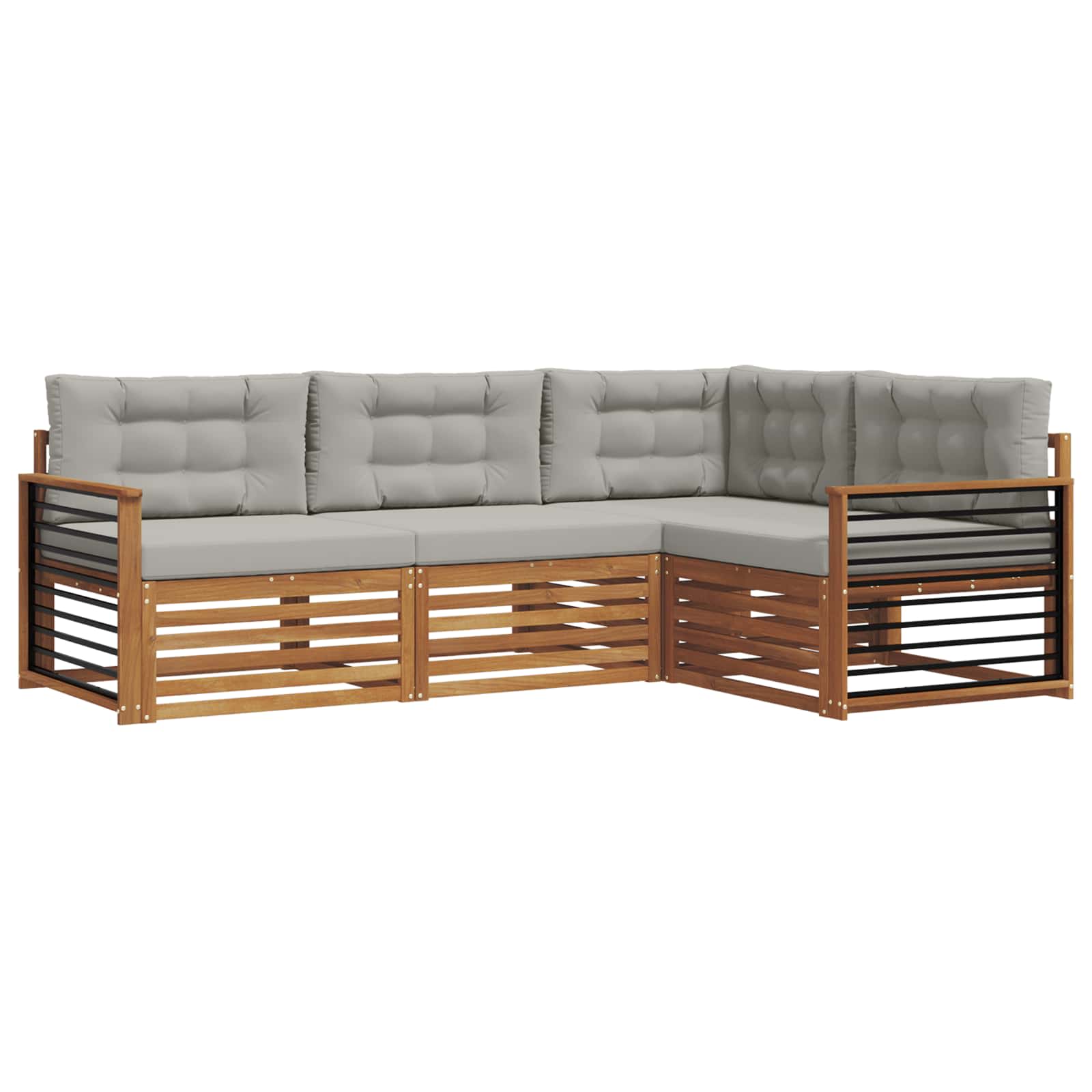 Outdoor-Sofagarnitur mit Kissen 4 pcs Natürlich und Hellgrau